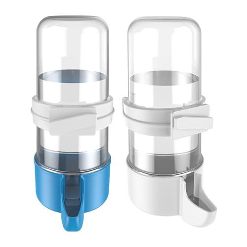 Pawfly 2 Pcs Bird Water Dispenser Automatic Water Feeder Cage Accessories For Parrot & Hamster Bird Feeder For Cage White & Blue Waterer For Small Parakeet Cockatiel Budgie Lovebirds