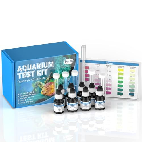 Pawfly 5 In 1 Aquarium Water Master Test Kit Aquarium Water Test Kit Fish Tank Water Testing Kit For Ph Nitrite Nitrate Ammonia & Phosphate Aquarium Test Kit For Freshwater & Saltwater Fish Tanks
