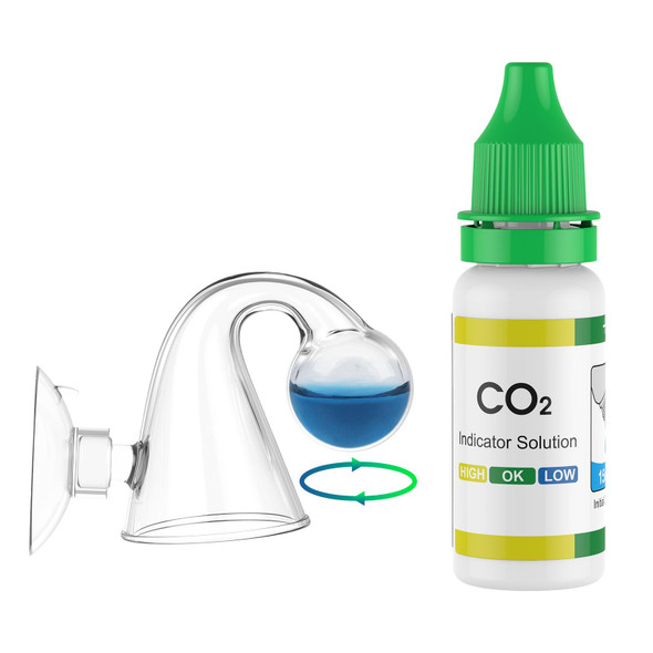 Pawfly Acrylic Co2 Drop Checker For Aquarium Fish Tank Carbon Dioxide Checker Co2 Monitor Kit With Solution & Suction Cups Co2 Detector Aquarium Co2 Tester Co2 Indicator For Planted Fish Tank