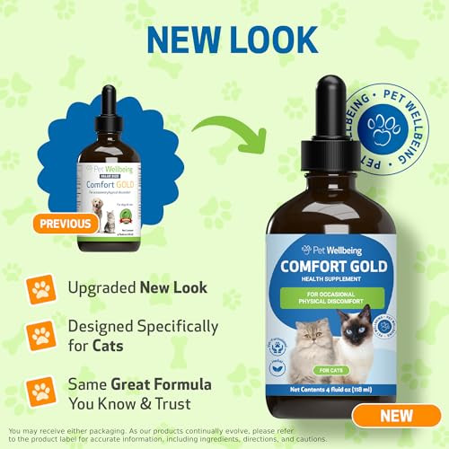 Pet Wellbeing Comfort Gold For Cats - Supports Feline Physical Comfort Healthy Circulation Corydalis Turmeric - Veterinarian-Formulated Herbal Supplement 4 Oz (118 Ml)