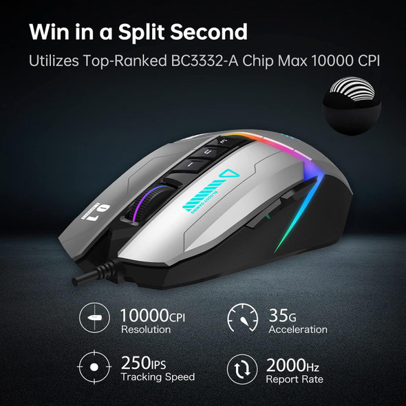 Bloody W60Max Wired RGB FPS Gaming Mouse, 10000 CPI, All Buttons Programmable, 2000Hz Report Rate, 250 IPS, 4M Onboard Memory (Gungrey) Bloody W60Max Wired RGB FPS Gaming Mouse, 10000 CPI, All Buttons Programmable, 2000Hz Report Rate, 250 IPS, 4M Onboard Memory (Gungrey)