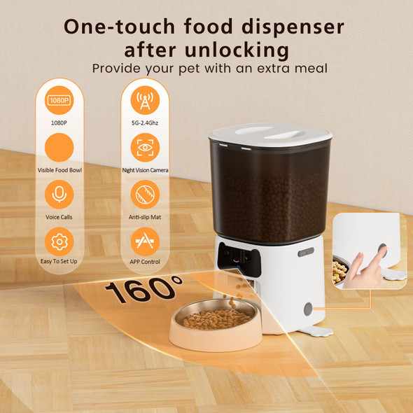 Petrice Automatic Cat Feeder With Camera 4L Wifi Smart Pet Feeder With App Control 1080P Hd Video Night VisionVoice Call Motion Detection Dual Power Supply Stainless Steel BowlSupports 5Ghz/2.4Ghz