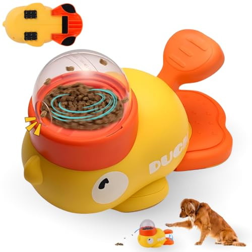 Pets Sparkle Duck Dog Treat Dispenser Toy - Anti-Slip Interactive Slow Puzzle Feeder For Dogs & Cats - 3 Challenge Lids For Iq Training Mental Enrichment For Small Medium & Large Dogs