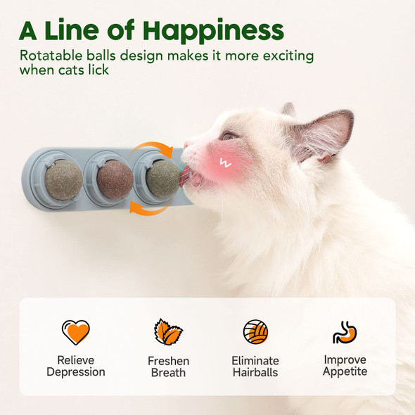 Potaroma 4 Catnip Silvervine Ball Toys Extra Cat Energy Ball Edible Cats Lick Kitten Chew Teeth Cleaning Dental Wall Treats Concentrated Flavor For All Breeds