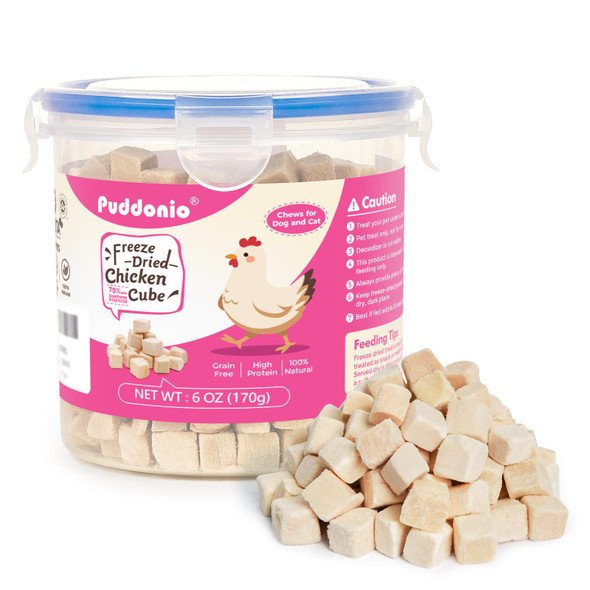 Puddonio Ze Dried Cats & Dogs Raw Treats All Natural Single Ingredient Chicken Breast High Protein Healthy Pet Training Treats Or Food Topper 6 Oz