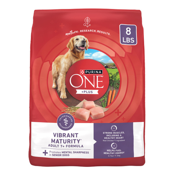 Purina One High Protein Dry Senior Dog Food Plus Vibrant Maturity Adult 7 Plus Formula - 31.1 Lb. Bag