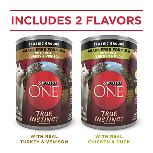 Purina One Natural Grain Wet Dog Food Variety Pack True Instinct Classic Ground - 13 Ounce (Pack Of 6)