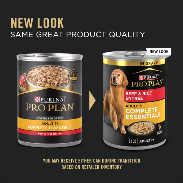 Purina Pro Plan Adult 7 Plus Complete Essentials Shredded Blend Beef And Rice Formula High Protein Dog Food For Senior Dogs - 34 Lb. Bag