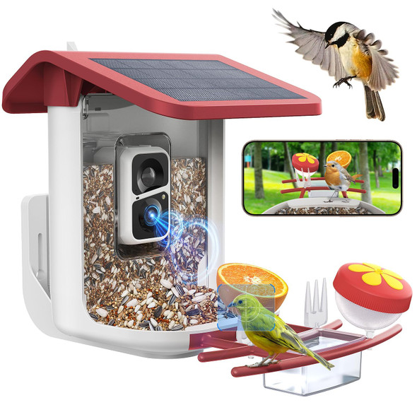 Quictigry Smart Bird Feeder With Camera Solar Powered - 2K Hd Video Camera Ai Identify Birds Send Real-Time Notifications & Instant Arrival Alerts- Weatherproof DesignBirds Lover S (Style A-Blue)