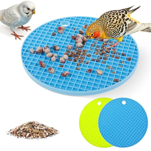 Quilax 2Pcs Bird Foraging Toys Puzzle Slow Feeder Mat Parrot Foraging For Food Nrichment Foragingg Toy Bird Toys For Parakeets(Blue & Green)