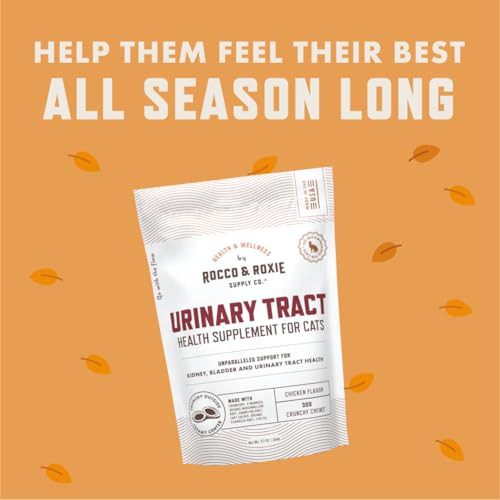Rocco & Roxie Supply Co. Cat Urinary Tract Health Supplement Cranberry And D-Mannose For Bladder Ut And Kidney Support For Cats Vet-Recommended Chicken-Flavored Crunchy Chews Made In Usa