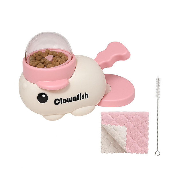 Ronronner Interactive Clownfish Dog Treat Dispenser Toy With Spinning Tail Puzzle Slow Feeder For Dogs & Cats Treat Dispensing Food Puzzle Feeder Includes Cleaning Cloth & Brush (Yellow)