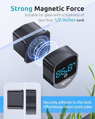 Seaoura 2-In-1 Digital Aquarium Thermometer With Magnetic Cleaner Aquarium Thermometer With Motion Sensor
