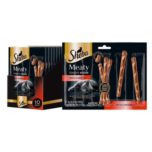 Sheba Meaty Tender Sticks Soft Cat Treats Chicken Tuna And Salmon Flavor 0.14 Oz. 40 Sticks
