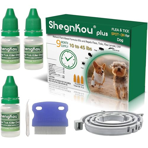 Shengkou Natural Puppy Flea & Tick Treatment (4-44 Lbs) 9-Month Protection + Tools Vet-Reviewed Formula
