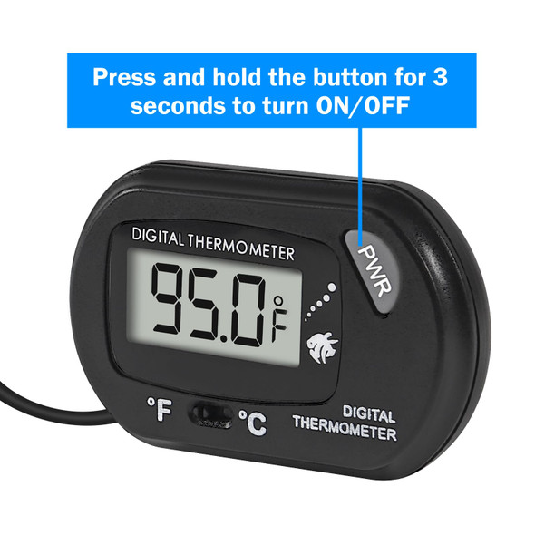 Shutao 5Pcs Digital Aquarium Thermometer With Water-Resistant Sensor Probe And Suction Cup - Fahrenheit/Celsius (/) Lcd Display