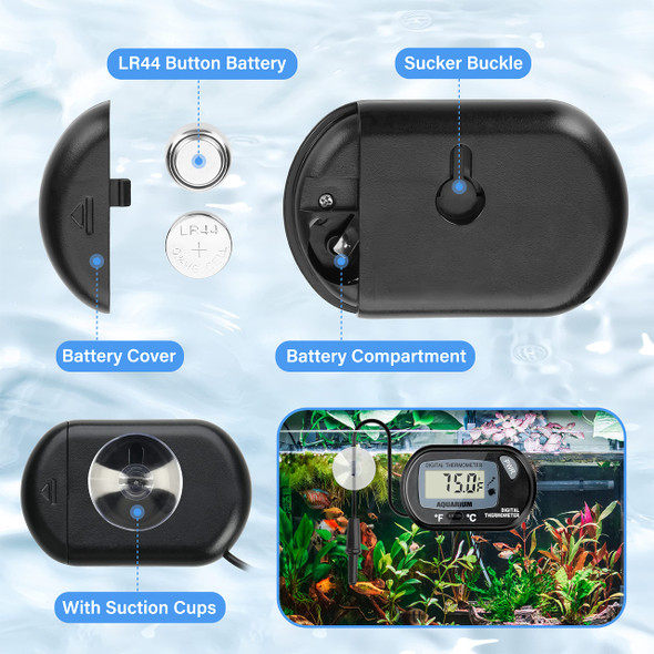 Simple Deluxe Lcd Digital Aquarium Thermometer Reptile Fish Tank Water Terrarium Temperature With Suction Cup For Turtle