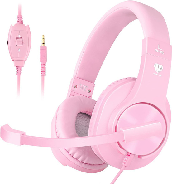 Gaming Headset for PS5,PS4,Xbox,PC, Kids Headphones with Mic for School Supplies,Pink Headphones Wired for Girls,Headset for Nintendo Switch,Pink Headset (Pink) Gaming Headset for PS5,PS4,Xbox,PC, Kids Headphones with Mic for School Supplies,Pink Headphones Wired for Girls,Headset for Nintendo Switch,Pink Headset (Pink)