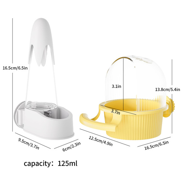 Squsimei No Mess Bird Feeder Water Dispenser Set Automatic Hydration Bird Cage Accessories For Cockatiels Parrots Lovebirds Canarys Finches Budgies And Other Small To Medium Sized Birds (White + White)