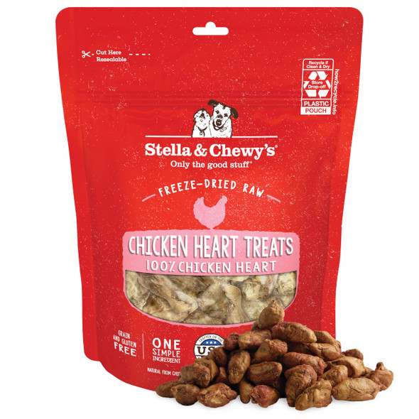 Stella & Chewy'S Ze-Dried Raw Chicken Heart Dog Treats - Single Ingredient No Additives - Premium Training Treats - Perfect For Picky Eaters - 11Oz Bag