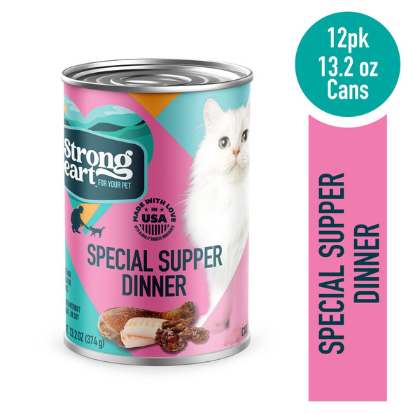 Strongheart A Canned Wet Cat Food Mixed Grill Dinner - 13.2 Oz Cans (Pack Of 12) Made In The Usa With Real Chicken & Liver