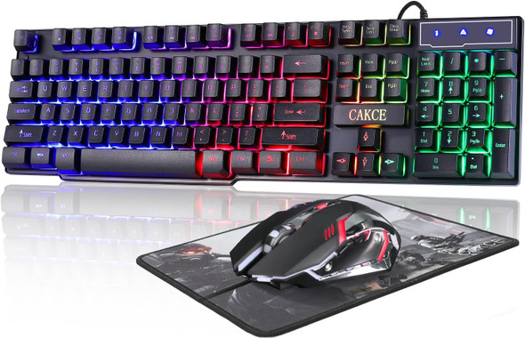 RGB Gaming Keyboard and Colorful Mouse Combo,USB Wired LED Backlight Gaming Mouse and Keyboard for Laptop PC Computer Gaming and Work,Letter Glow,Mechanical Feeling RGB Gaming Keyboard and Colorful Mouse Combo,USB Wired LED Backlight Gaming Mouse and Keyboard for Laptop PC Computer Gaming and Work,Letter Glow,Mechanical Feeling