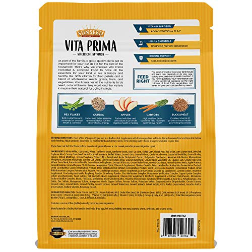 Sunseed Vita Prima Wholesome Nutrition Cockatiel & Lovebird Food 3 Lbs
