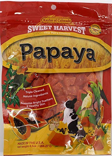 Sweet Harvest Papaya Treat 6.5 Oz Bag - Real Fruit For Birds And Small Animals - Rabbits Hamsters Guinea Pigs Mice Gerbils Rats Cockatiels Parrots Macaws Conures