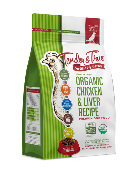 Tender & True Organic Chicken & Liver Recipe Dog Food 20 Lb