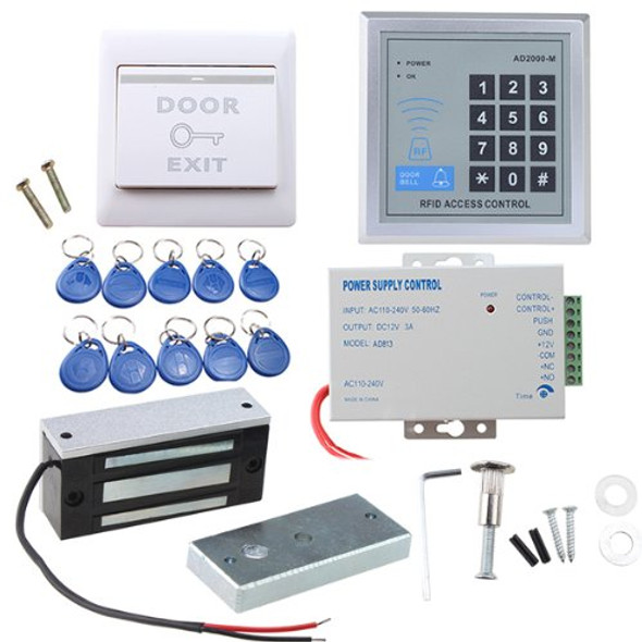 AGPtEK Door Access Control System, RFID Home Security Kit with 60kg 130LB Electromagnetic Lock, Power Supply, Proximity Door Entry keypad 10 Key Fobs EXIT Button AGPtEK Door Access Control System, RFID Home Security Kit with 60kg 130LB Electromagnetic Lock, Power Supply, Proximity Door Entry keypad 10 Key Fobs EXIT Button