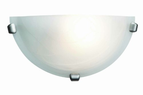 Access Lighting Mona - Wall Sconce - Brushed Steel Finish - Alabaster Glass Shade