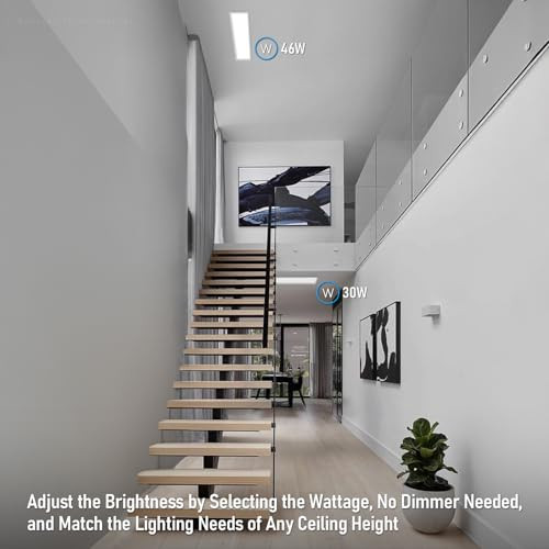 LEONLITE 120V 1x4 FT LED Flat Panel Flush Mount Light, 3 Color Selectable, 30W/40W/46W, UGR19 Anti-Glare, 5%-100% Dimmable, 3500K4000K5000K, 4600LM Built-in Driver Ceiling Light, ETL Listed, 2 Pack