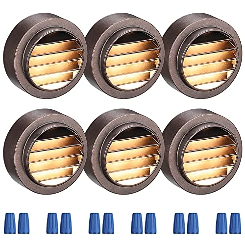 LEONLITE Low Voltage LED Deck Lights, 3W CRI90 12-24V AC/DC Landscape Step Stair Railing Light, IP65 Waterproof Aluminum Surface Mount Louvered Stair Light, 3000K Warm White, Bronze, Pack of 6