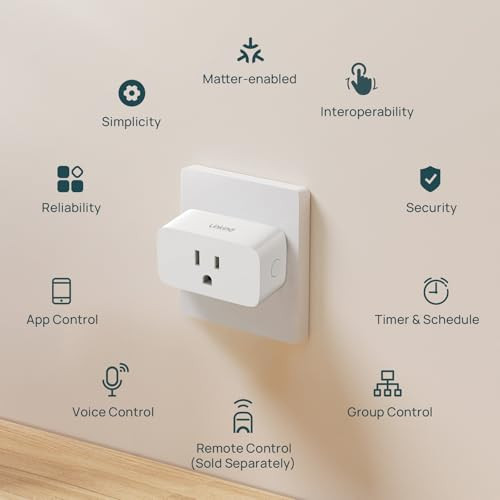 Linkind Matter Smart Plug Work with Apple Home Siri Alexa Google Home SmartThings & Linkind Smart Solar Spotlight SL5C Color Changing Landscape Lighting APP/Voice Control Solar Lights Outdoor