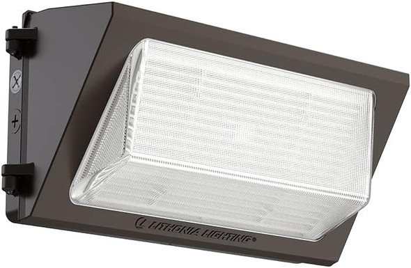 Lithonia Lighting 7" Mini LED Wall Pack Outdoor Light Fixture 3-Way Selectable CCT 3000K/4000K/5000K Adjustable Lumens Dusk to Dawn Photocell MVOLT Bronze (TWS LED ALO SWW2 MVOLT PE DDB M2)