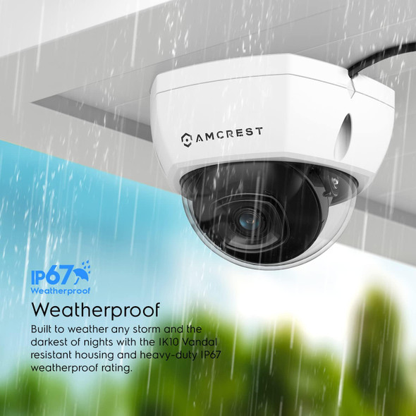 Amcrest UltraHD 4K (8MP) Outdoor Security POE IP Camera, 3840x2160, 98ft NightVision, 2.8mm Lens, IP67 Weatherproof, IK10 Vandal Resistant Dome, MicroSD Recording, White (IP8M-2493EW)