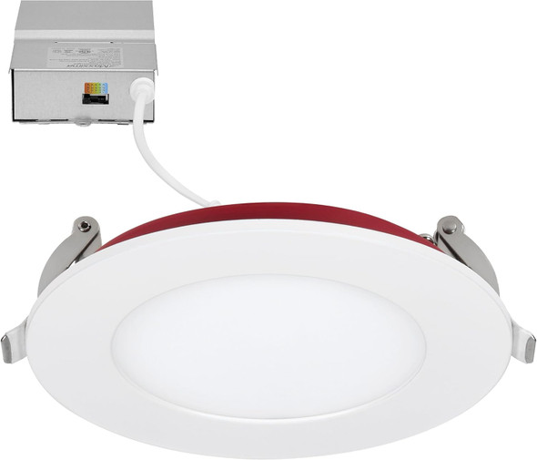 Maxxima 4 in. 2 Hour Fire Rated Ultra Thin LED Downlight, Slim Recessed Canless Light, IC Rated, 800 Lumens, 5 Color Temperature Selectable 2700K/3000K/3500K/4000K/5000K, Dimmable, J-Box Included