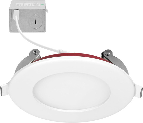 Maxxima 4 in. 2 Hour Fire Rated Ultra Thin LED Downlight, Slim Recessed Canless Light, IC Rated, 800 Lumens, 5 Color Temperature Selectable 2700K/3000K/3500K/4000K/5000K, Dimmable, J-Box Included