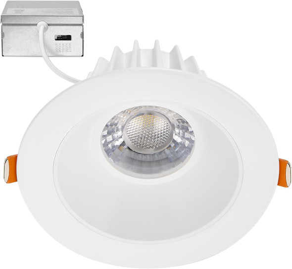 Maxxima 4 in. Ultra-Thin Recessed Anti-Glare LED Downlight Canless IC Rated 1200 Lumens 5 Color Temperature Selectable 2700K/3000K/3500K/4000K/5000K Dimmable White Trim, 90 CRI, Junction Box Included