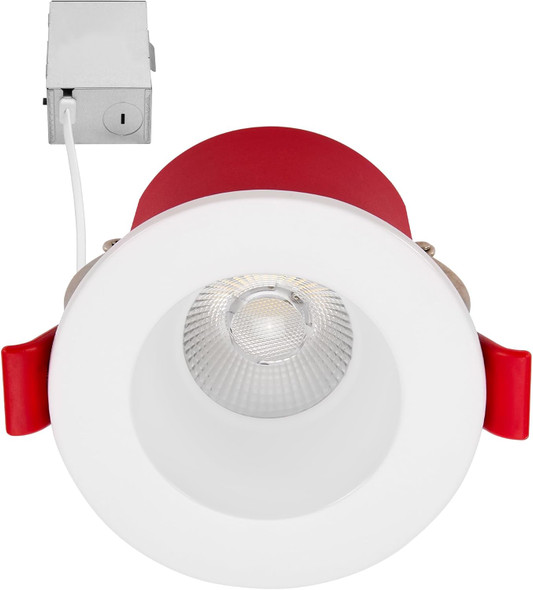 Maxxima 2 in. 2 Hour Fire Rated Ultra Thin Anti-Glare LED Downlight, Recessed Canless Light IC Rated, 600 Lumens, 5 Color Temperature Selectable 2700K/3000K/3500K/4000K/5000K, Dimmable, J-Box Included