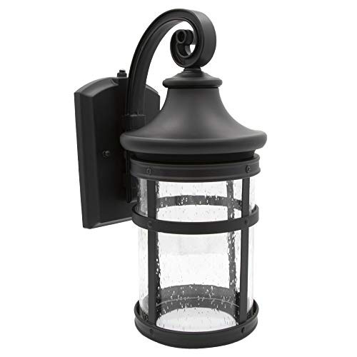 Maxxima LED Outdoor Porch Light w/Seeded Glass Dusk to Dawn Sensor 700 Lumens 3000K Warm White