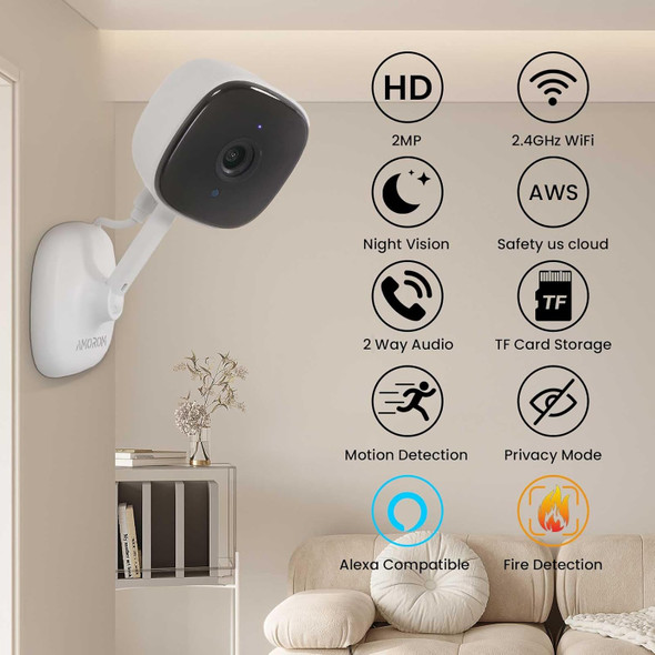 WiFi Inside Camera for House,2 Pcs Home Security Camera with Video/Audio 24/7 Recording,Night Vision,AI Detection,SD Card/Cloud Storage,Google Assistant/Alexa Support, Baby/Elder/Pet Indoor Monitor
