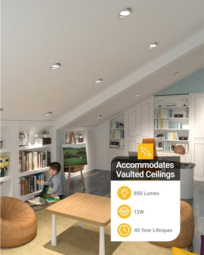 Sunco Lighting Sunco 6 Pack Adjustable Recessed Lighting LED, Gimbal Lights 6 Inch Directional Eyeball Canless, Selectable CCT 2700K/3000K/4000K/5000K/6000K, Dimmable, 12W, with Junction Box ETL