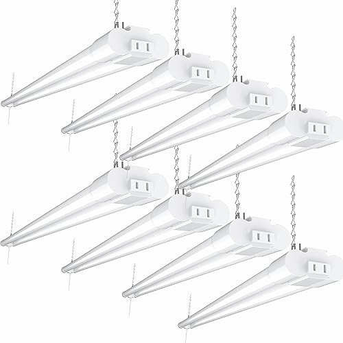 Sunco Lighting Sunco 8 Pack LED Shop Lights for Workshop 4FT, Linkable Garage Lighting, 4500 LM, 40W (150W Equivalent), 6000K Daylight Deluxe, Surface + Suspension Mount, 48 Inch Integrated Fixture, White