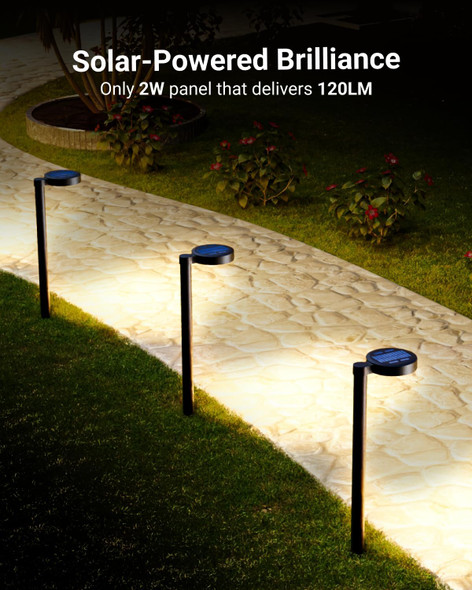 Sunco Lighting Sunco 6 Pack 2W LED Solar Pathway Walkway Backyard Garden Patio Residential Ambient Decorative Outdoor Light-MD4, 120 Lumens, Selectable CCT 2700K Soft White /4000K Cool White, Dimmable, 3.7V.