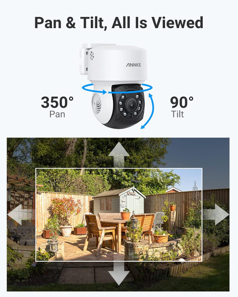 ANNKE 1080P 2MP AHD CCTV Home Surveillance Dome PT Wired Camera with 350° pan and 90° tilt, 100ft IR Night Vision, IP65 Weatherproof Security Add–On Cam for Outdoor Use, Wide Compatibility - APT200