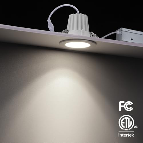 TORCHSTAR 2 Inch Recessed LED Light, 5CCT Dimmable 600lm Canless Recessed Ceiling Light, Baffle Trim Anti-Glare LED Downlight, CRI90+, IC Rated, ETL Listed, 2700K-5000K Selectable, Pack of 6