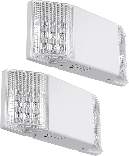TORCHSTAR LED Emergency Lighting, Commercial Emergency Lights with Battery Backup, UL Listed, Two Square Heads, AC 120/277V, Hardwired Emergency Exit Light Fixtures for Business, Pack of 4