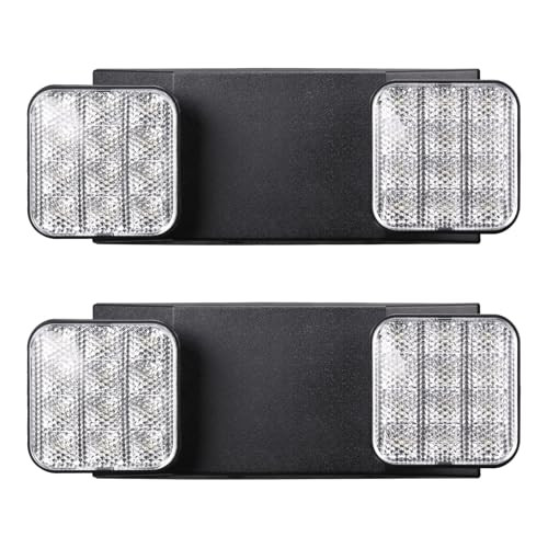 TORCHSTAR LED Emergency Lights, Emergency Lighting with Battery Backup, Dual Heads Adjustable, Lighting Fixtures for Emergency Use, Home Power Failure, UL & FCC Listed, AC 120/277V, Black, Pack of 2