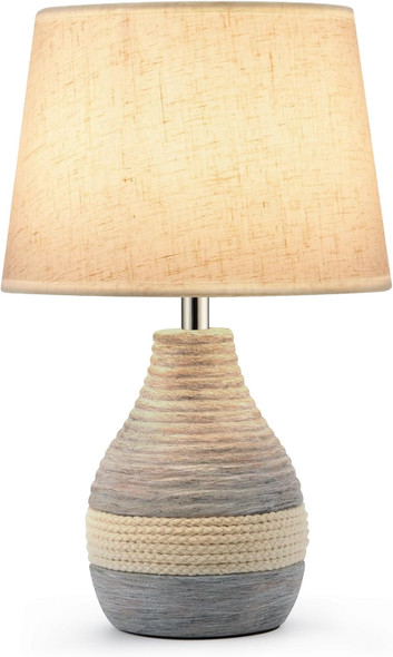 UMEXUS 10 Small Ceramic Cordless Table Lamp with Timer, Dimmer, Linen Shade, Remote Control, Rechargeable Battery Light for Patio Nightstand Kitchen Counter Living Room Side Table, Bulb Included